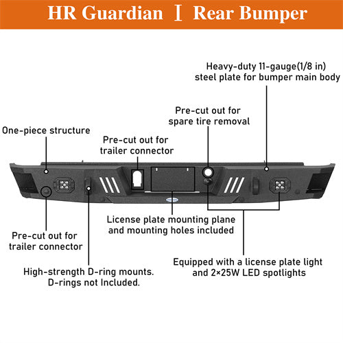 Load image into Gallery viewer, Hooke Road Sierra 1500 Rear Bumper for 2007-2018 GMC Sierra 1500 b9463 8