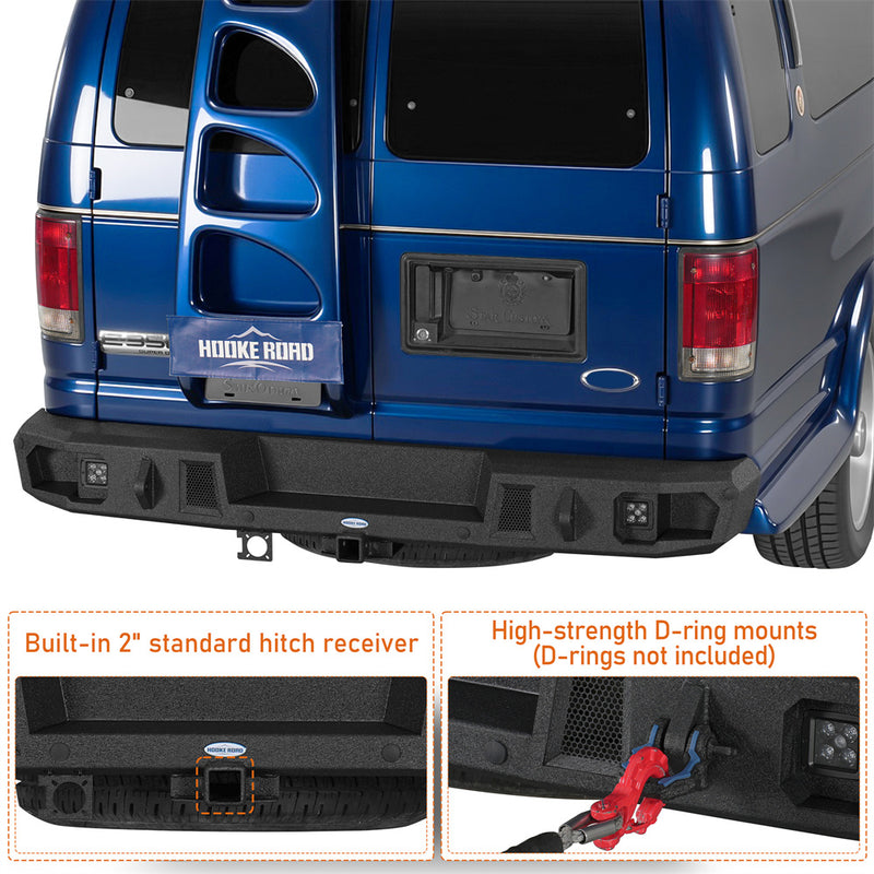 Load image into Gallery viewer, Hooke Road 1992-2014 Ford E-350 Rear Bumper with Hitch Receiver b8702 6