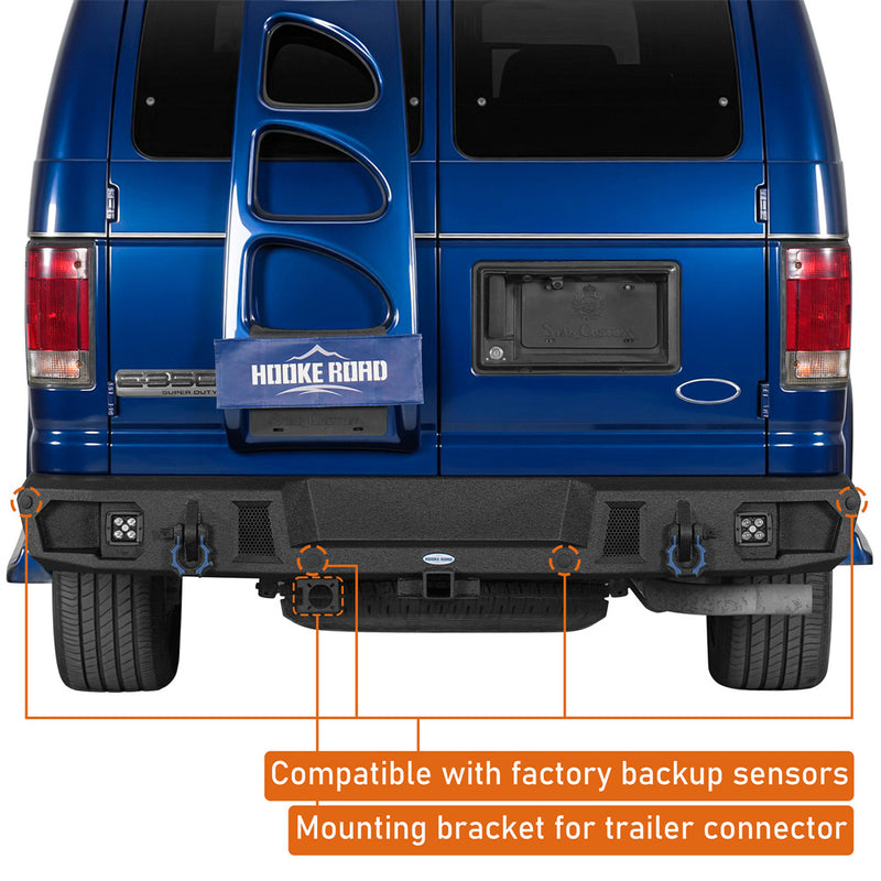 Load image into Gallery viewer, Hooke Road 1992-2014 Ford E-350 Rear Bumper with Hitch Receiver b8702 7