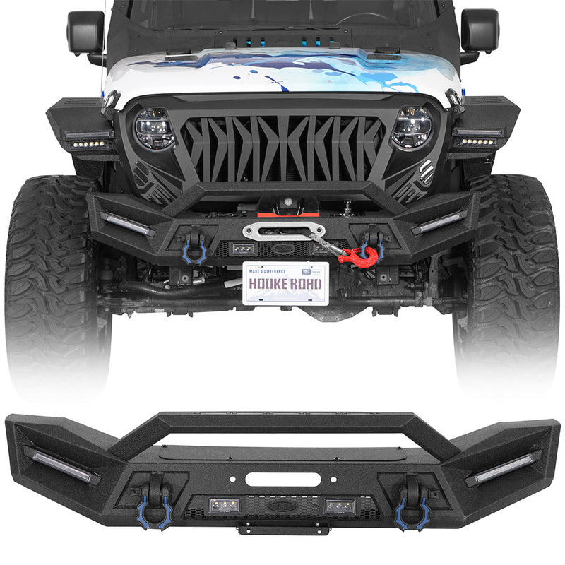 Load image into Gallery viewer, Hooke Road Jeep Wrangler JL & Gladiator JT Aftermarket Front Bumper with Winch Plate b3090 1