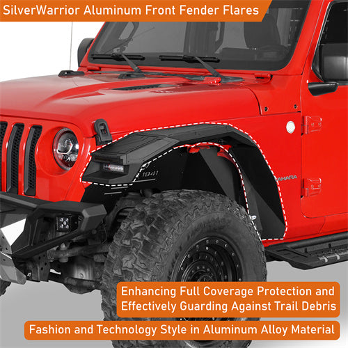 Load image into Gallery viewer, Hooke Road Aluminum Front Fender Flares for Jeep Wrangler JL 2018-2024 & Gladiator JT 2020-2024 b3076s 9