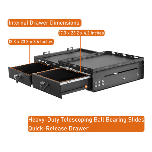 Load image into Gallery viewer, Hooke Road Jeep Wrangler Drawer System & Fridge Slide Mount for 2015-2024 Jeep Wrangler JK JL 4-Door b2089s 12