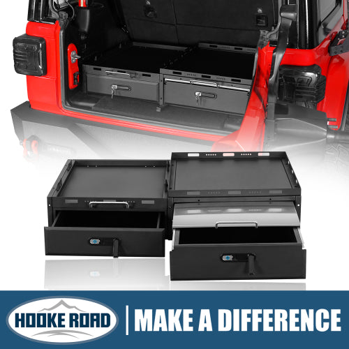 Load image into Gallery viewer, Hooke Road Jeep Wrangler Drawer System & Fridge Slide Mount for 2015-2024 Jeep Wrangler JK JL 4-Door b2089s 1
