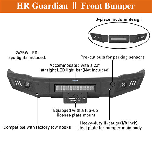 Load image into Gallery viewer, Hooke Road Front Bumper for 2015-2019 Chevy Silverado 2500HD 3500HD b9533 8