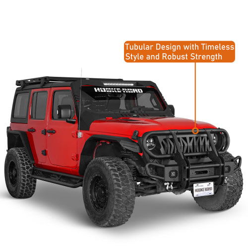 Load image into Gallery viewer, Hooke Road Front Bumper w/ Grille Guard & Winch Plate for 2018-2024 Jeep Wrangler JL & 2020-2024 Gladiator JT b3081s 11