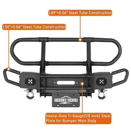 Load image into Gallery viewer, Hooke Road Front Bumper w/ Grille Guard & Winch Plate for 2018-2024 Jeep Wrangler JL & 2020-2024 Gladiator JT b3081s 12