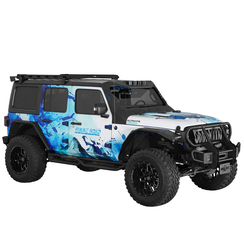 Load image into Gallery viewer, Hooke Road Front Bumper w/ Grille Guard & Winch Plate for 2018-2024 Jeep Wrangler JL & 2020-2024 Gladiator JT b3081s 3