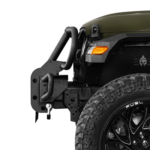 Load image into Gallery viewer, Hooke Road Front Bumper w/ Grille Guard & Winch Plate for 2018-2024 Jeep Wrangler JL & 2020-2024 Gladiator JT b3081s 4