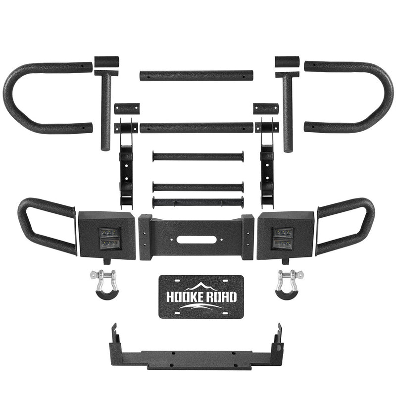 Load image into Gallery viewer, Hooke Road Front Bumper w/ Grille Guard & Winch Plate for 2018-2024 Jeep Wrangler JL & 2020-2024 Gladiator JT b3081s 4