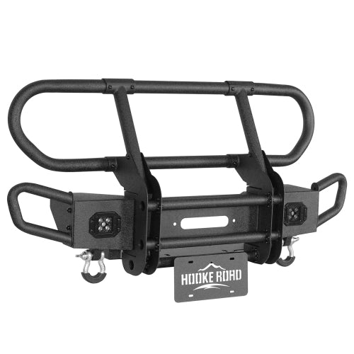 Load image into Gallery viewer, Hooke Road Front Bumper w/ Grille Guard & Winch Plate for 2018-2024 Jeep Wrangler JL & 2020-2024 Gladiator JT b3081s 6