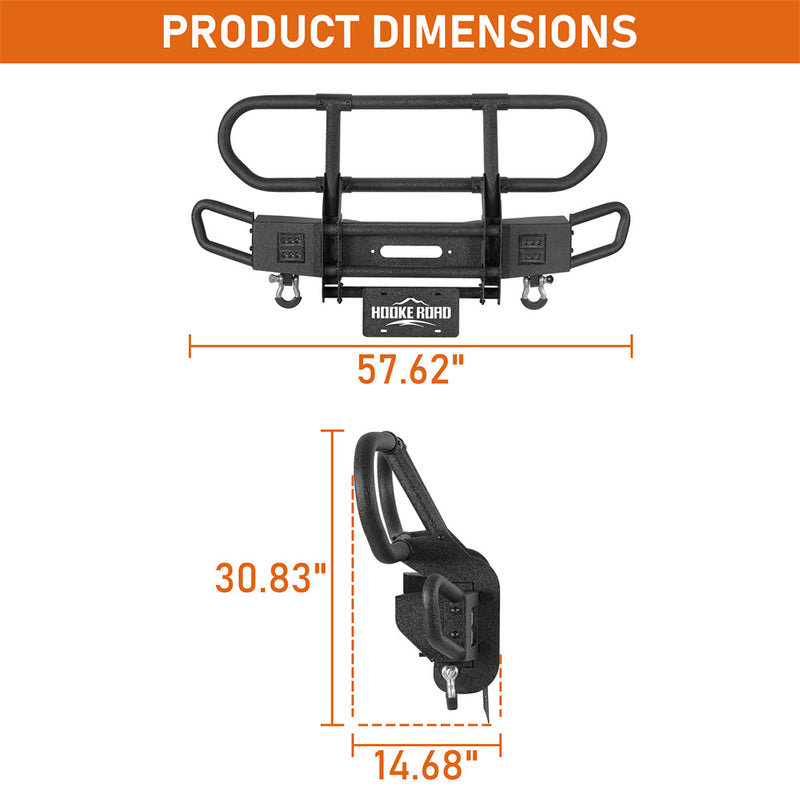 Load image into Gallery viewer, Hooke Road Front Bumper w/ Grille Guard & Winch Plate for 2018-2024 Jeep Wrangler JL & 2020-2024 Gladiator JT b3081s 6