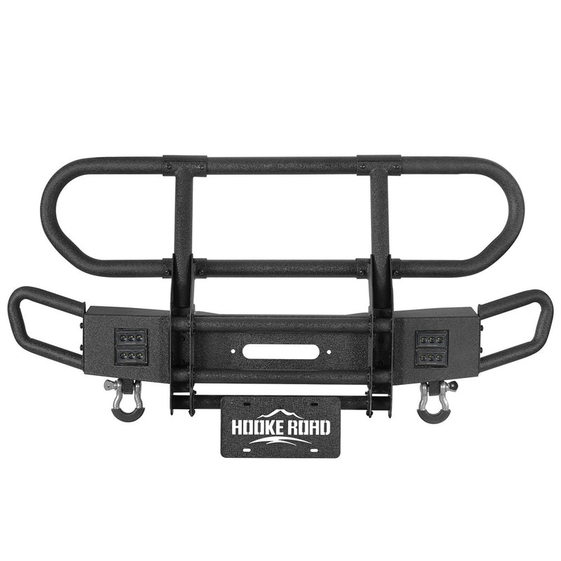 Load image into Gallery viewer, Hooke Road Front Bumper w/ Grille Guard & Winch Plate for 2018-2024 Jeep Wrangler JL & 2020-2024 Gladiator JT b3081s 7