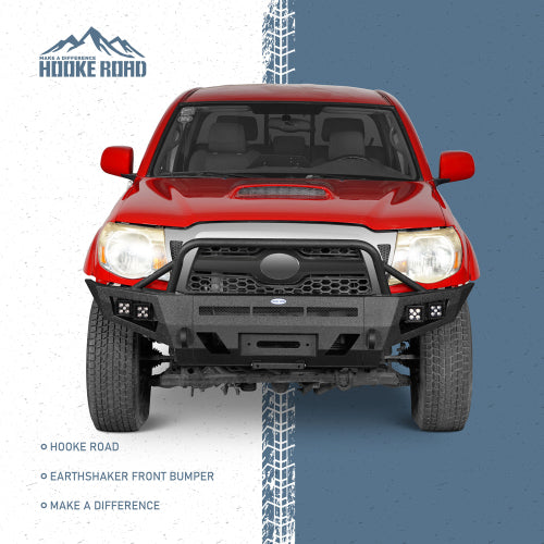 Load image into Gallery viewer, Hooke Road Toyota Tacoma Front Bumper w/ Winch Plate & 4 LED Light for 2005-2011 Toyota Tacoma b4030s 6