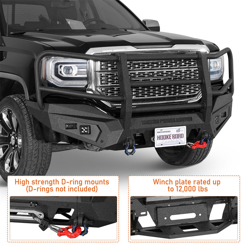 Load image into Gallery viewer, Hooke Road 2016-2018 GMC Sierra 1500 Front Bumper with Grille Guard b9466 6