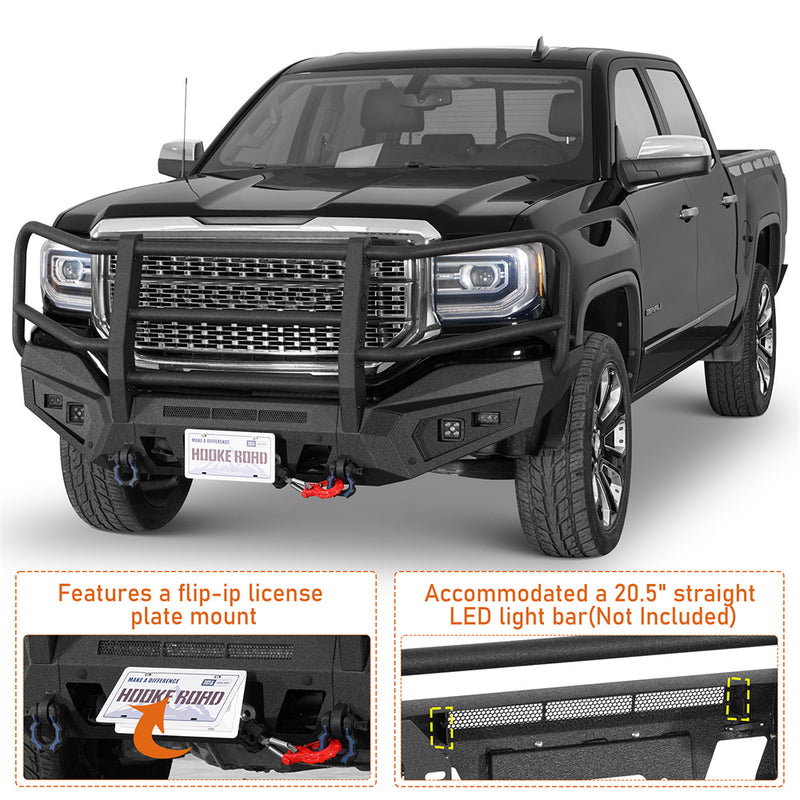 Load image into Gallery viewer, Hooke Road 2016-2018 GMC Sierra 1500 Front Bumper with Grille Guard b9466 7