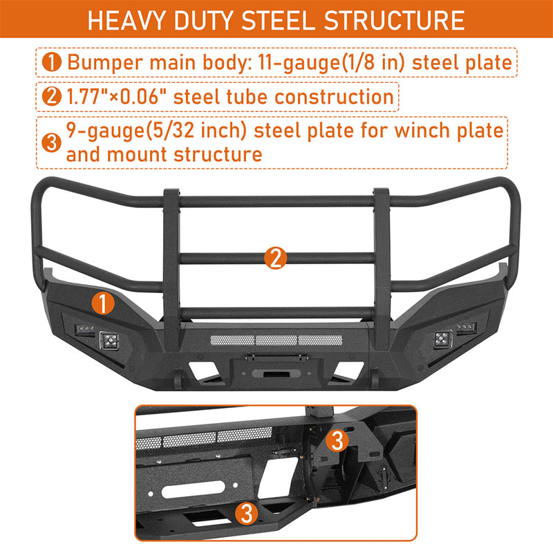 Load image into Gallery viewer, Hooke Road 2016-2018 GMC Sierra 1500 Front Bumper with Grille Guard b9466 8
