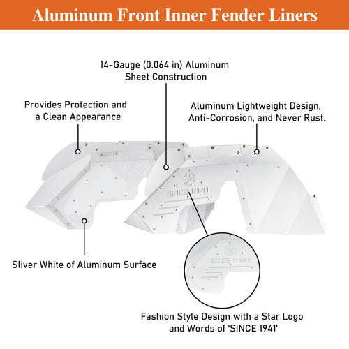 Load image into Gallery viewer, Hooke Road Jeep JK Front Wheel Well Liners Inner Liner for 2007-2018 Jeep Wrangler JK b2111s 12