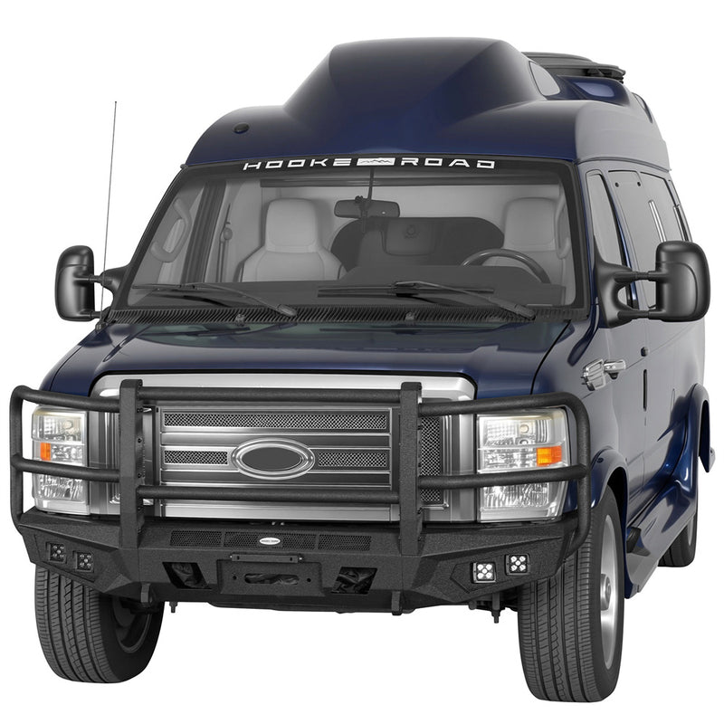 Load image into Gallery viewer, Hooke Road Front Bumper with Grille Guard for 2008-2026 Ford E-350 b8701 2