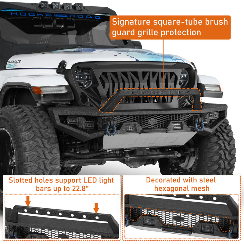 Load image into Gallery viewer, Full-Width Front Bumper for 2018-2026 Jeep Wrangler JL & Gladiaotr JT Hooke Road b3107s 6