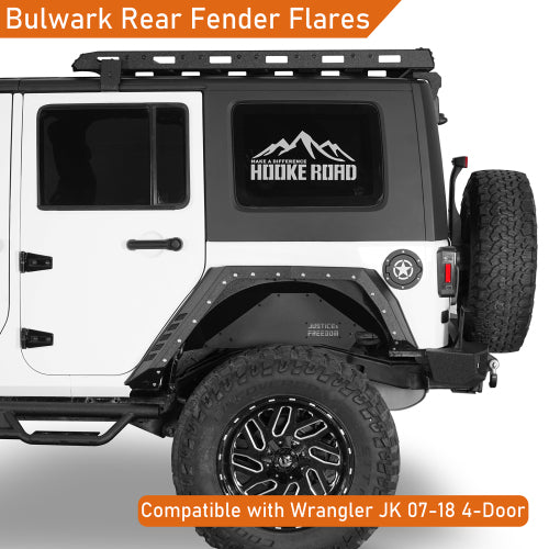 Load image into Gallery viewer, Hooke Road Jeep JK Rear Fender Flares for 2007-2018 Jeep Wrangler JK 4-Door b2104  9