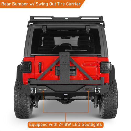 Load image into Gallery viewer, Hooke Road Jeep JL Rear Bumper with Tire Carrier for 2018-2024 Jeep Wrangler JL b3002s 9