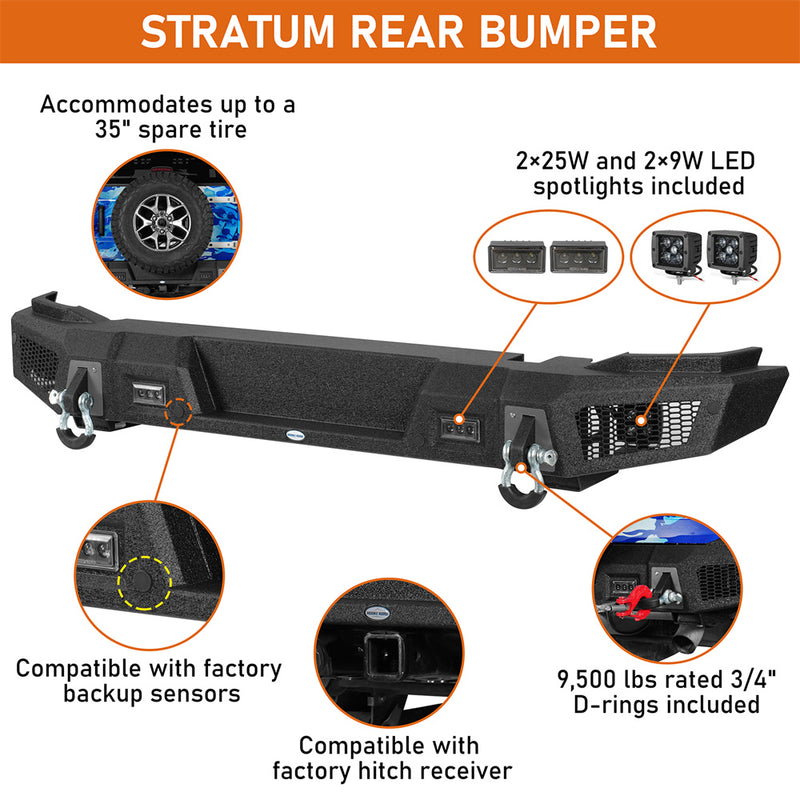 Load image into Gallery viewer, 2021-2026 Ford Bronco Rear Bumper with 4 LED Lights b8952s 8
