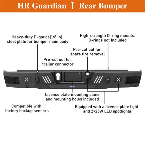 Load image into Gallery viewer, Hooke Road Rear Bumper for 2011-2019 Chevy Silverado & GMC Sierra 2500/3500HD b9530 9