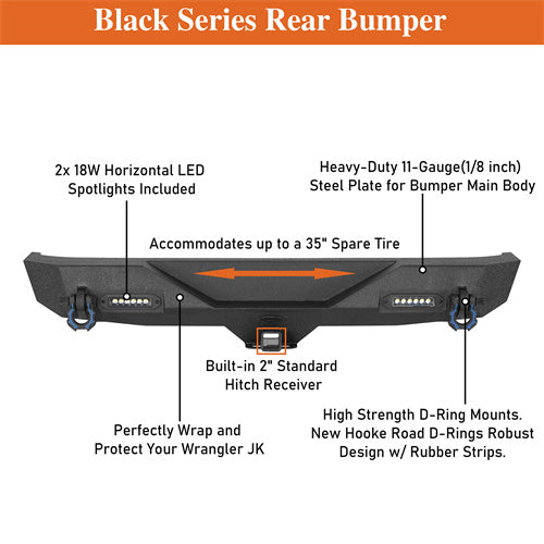 Load image into Gallery viewer, Hooke Road® Different Trail Rear Bumper w/Hitch Receiver(07-18 Jeep Wrangler JK)