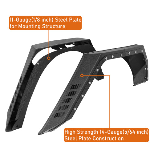 Load image into Gallery viewer, Hooke Road Rear Fender Flares for 2007-2018 Jeep Wrangler JK 2-Door b2105 7