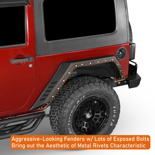 Load image into Gallery viewer, Hooke Road Rear Fender Flares for 2007-2018 Jeep Wrangler JK 2-Door b2105 9