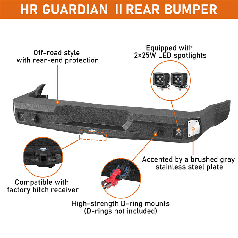 Load image into Gallery viewer, Steel Rear Bumper w/ Spotlights for 2004-2006 Dodge Durango Hooke Road b6856s 8