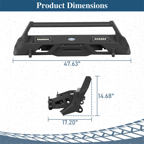 Hooke Road Toyota Tacoma 2016-2023 Winch Bumper w/ low-profile Grille Guard b4228s 55