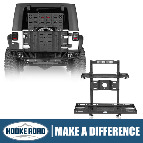 Load image into Gallery viewer, Hooke Road  Jeep Wrangler Tailgate Cargo Carrier w/ Foldable Table for 2007-2018 Jeep Wrangler JK b2100s 1