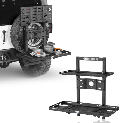 Load image into Gallery viewer, Hooke Road  Jeep Wrangler Tailgate Cargo Carrier w/ Foldable Table for 2007-2018 Jeep Wrangler JK b2100s 2