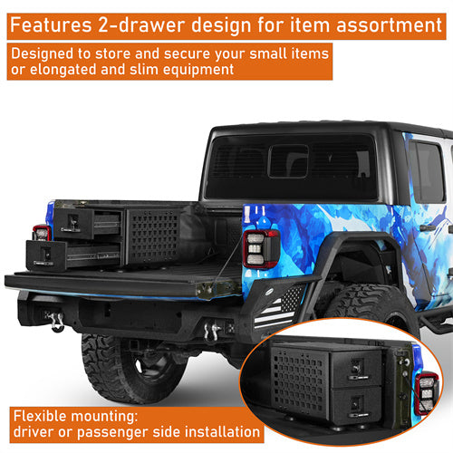 Hooke Road Truck Bed Drawer System for Jeep JT/Toyota Tacoma/Chevy Colorado/GMC Canyon b9917s 10
