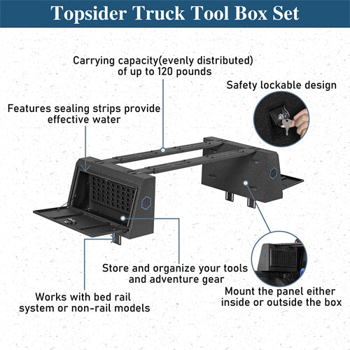 Load image into Gallery viewer, Hooke Road Universal Topsider Truck Tool Boxes w/ 2 Adjustable Crossbars b9916s 8