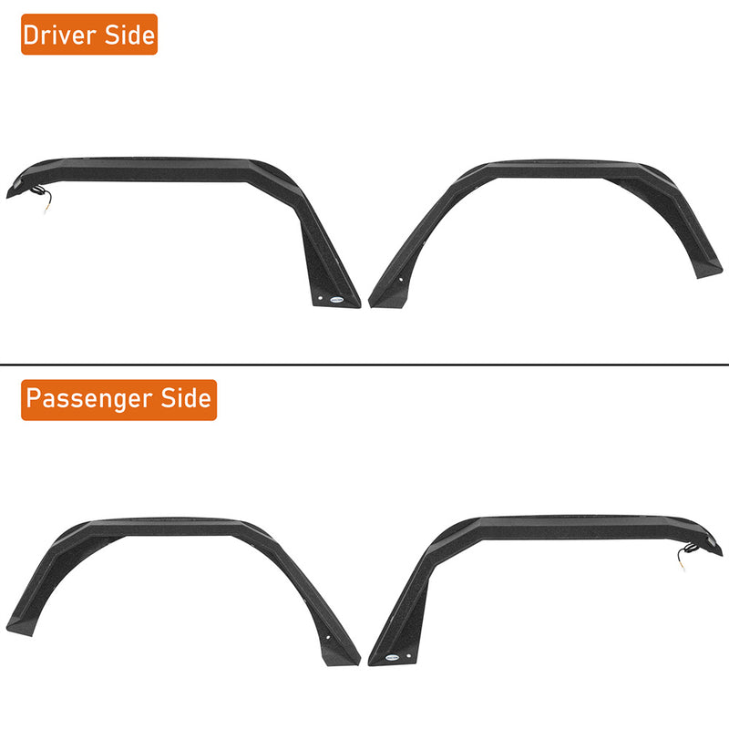 Load image into Gallery viewer, Flat Front Fender Flares w/ LED Turn Signal Lights For 2018-2026 Jeep Wrangler JL - Hooke Road