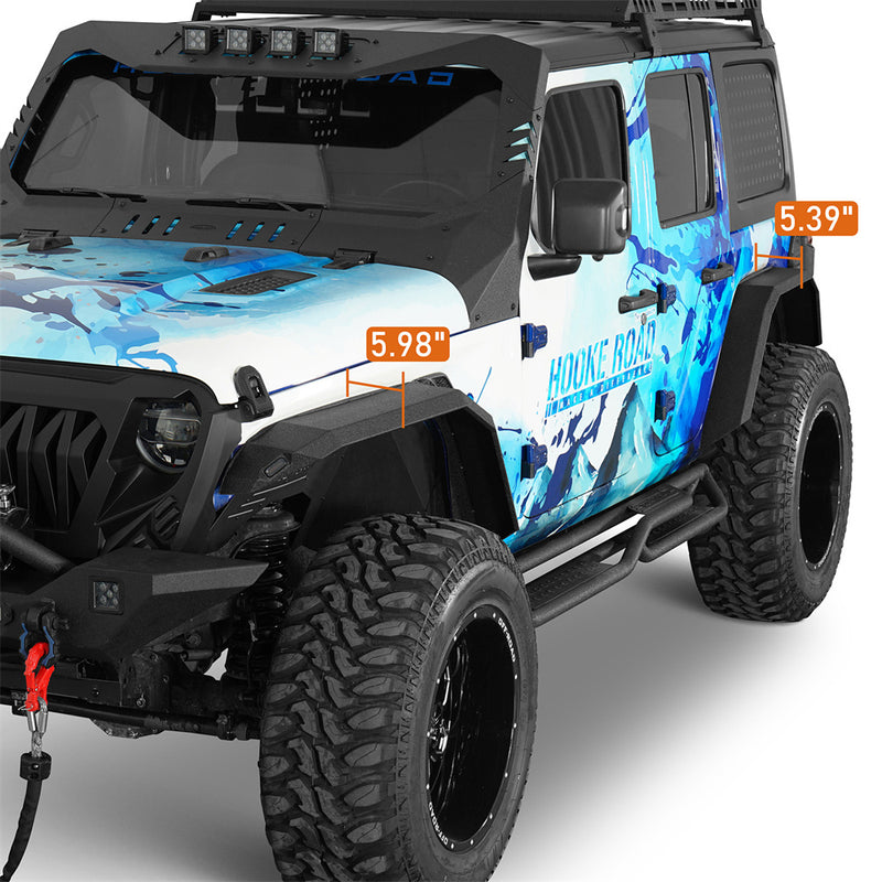 Load image into Gallery viewer, Flat Front Fender Flares w/ LED Turn Signal Lights For 2018-2026 Jeep Wrangler JL - Hooke Road