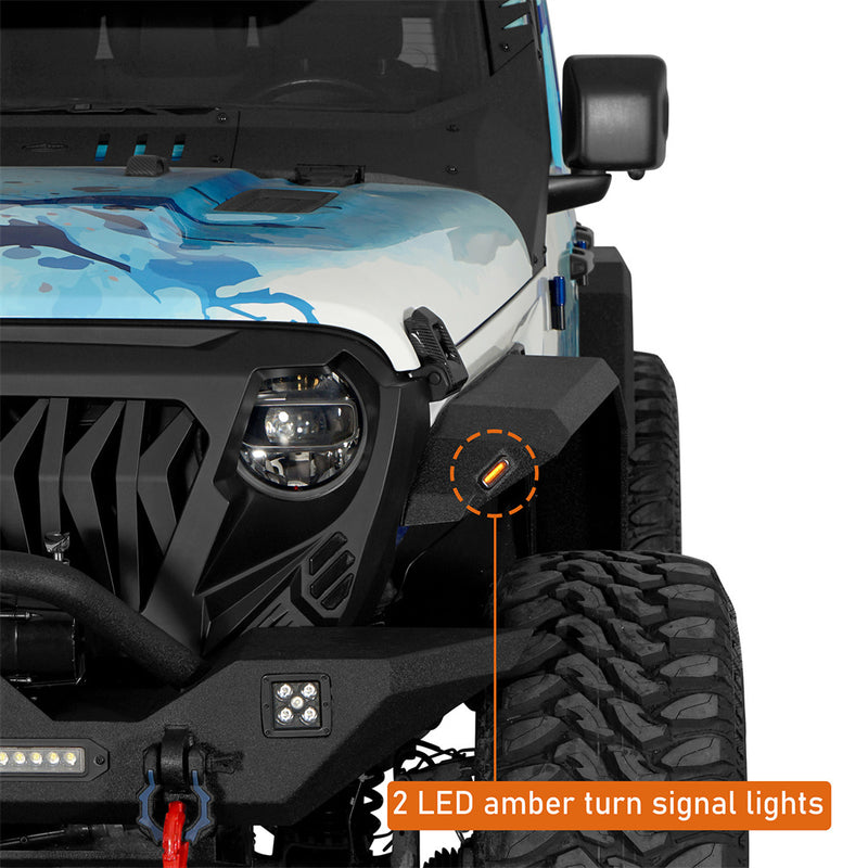 Load image into Gallery viewer, Flat Front Fender Flares w/ LED Turn Signal Lights For 2018-2026 Jeep Wrangler JL - Hooke Road