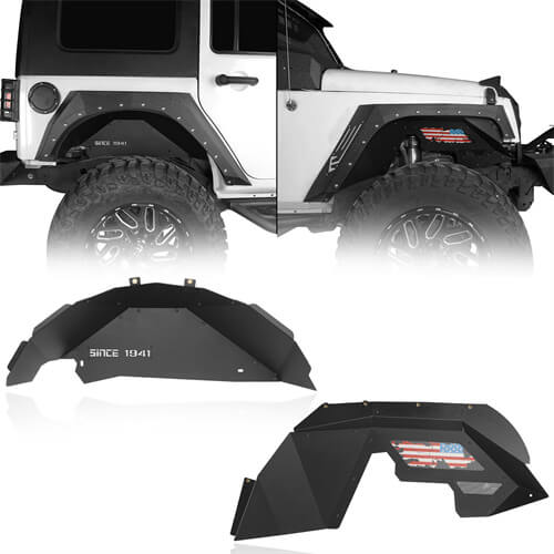 Load image into Gallery viewer, HookeRoad Jeep JK Front & Rear Inner Fender Liners Kit for 2007-2018 Jeep Wrangler JK b20672068 2