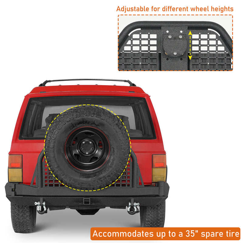 Load image into Gallery viewer, Jeep Cherokee XJ Rear Bumper w/ Swing Out Tire Carrier & Foldable Table b9030 8