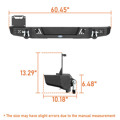 Hooke Road Jeep CJ Rear Bumper w/ LED Lights for 1976-1986 Jeep CJ-5 CJ-7 CJ-8 Scrambler b1082s 8