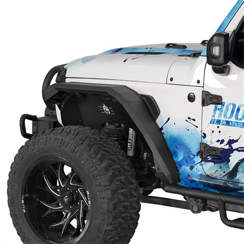 Load image into Gallery viewer, Jeep Flat Front Fender Flares for 2018-2025 Jeep Wrangler JL & 2020-2025 Gladiator JT Hooke Road b30332s 3