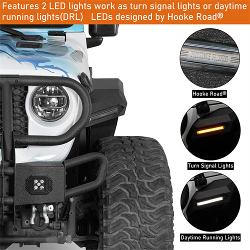 Load image into Gallery viewer, Jeep Flat Front Fender Flares for 2018-2025 Jeep Wrangler JL & 2020-2025 Gladiator JT Hooke Road b30332s 9