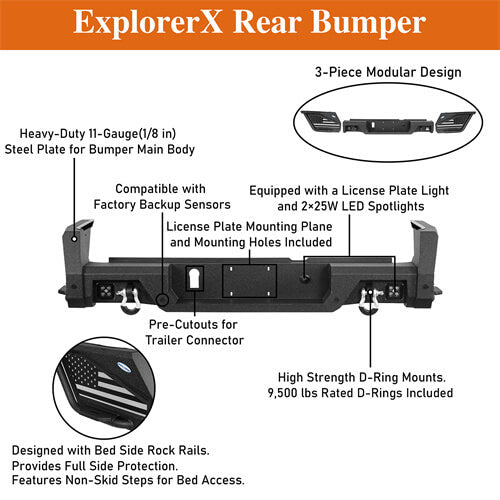 Load image into Gallery viewer, 2020-2024 Jeep Gladiator JT Rear Bumper Offroad Bumper 4x4 Truck Parts - Hooke Road b7019s 18
