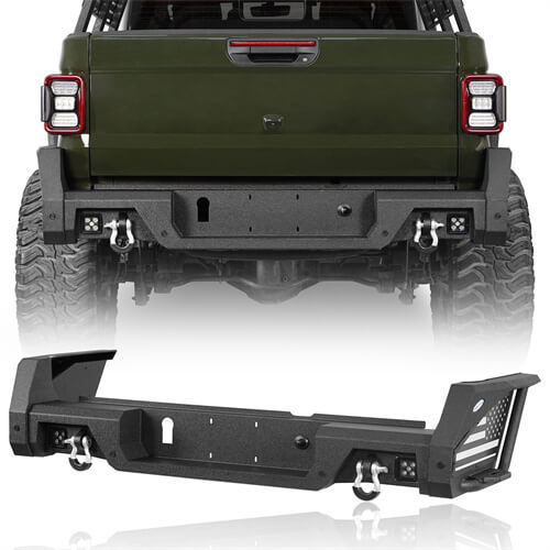 Load image into Gallery viewer, 2020-2024 Jeep Gladiator JT Rear Bumper Offroad Bumper 4x4 Truck Parts - Hooke Road b7019s 2