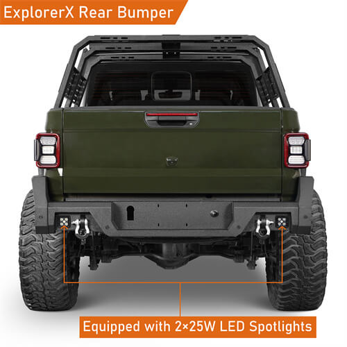 Load image into Gallery viewer, 2020-2024 Jeep Gladiator JT Rear Bumper Offroad Bumper 4x4 Truck Parts - Hooke Road b7019s 8