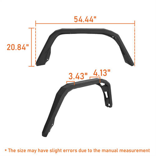 Load image into Gallery viewer, 2020-2023 Jeep Gladiator JT Steel Flat Rear Fender Flares - Hooke Road b7016s 13