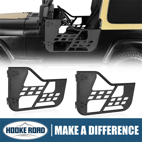 Load image into Gallery viewer, Hooke Road Jeep Half Doors Tubular Door Guards for 1976-1986 Jeep CJ-7 & 1987-1995 YJ Wrangler b1063s  11