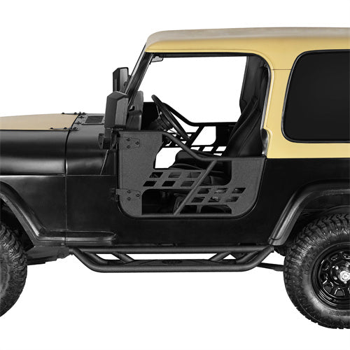 Load image into Gallery viewer, Hooke Road Jeep Half Doors Tubular Door Guards for 1976-1986 Jeep CJ-7 & 1987-1995 YJ Wrangler b1063s  3